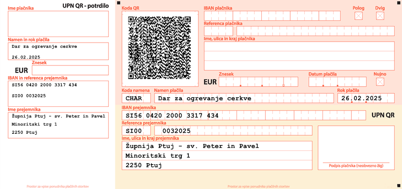 UPN Nalog Zupnija ogrevanje